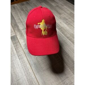 Captain Morgan Red Embroidered Baseball Cap Adjustable Hat Liquor Promo Ribbed